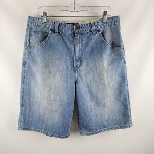 Champs Shorts Mens 34x11 Blue Sport Vintage Wide Leg Classic Denim